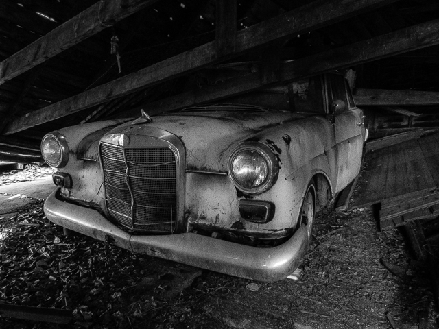 Crushed 1960s Mercedes